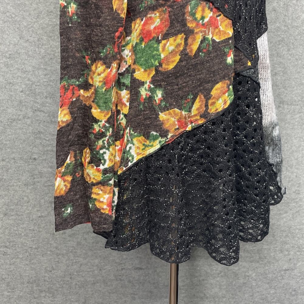 Womens L Boho Floral Crochet Patchwork Cowl Neck Long Slv Phoebe Whimisgoth 90s - Picture 4 of 8